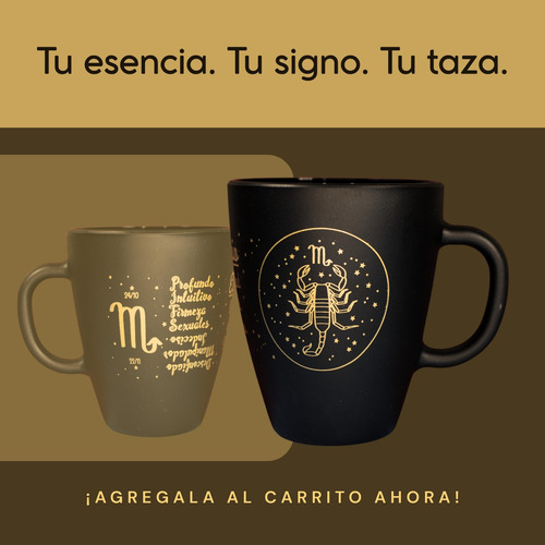 Taza Zodiaco Astrología Signos Esoterismo Caja Negra Dorada Escorpio Dorado/negro