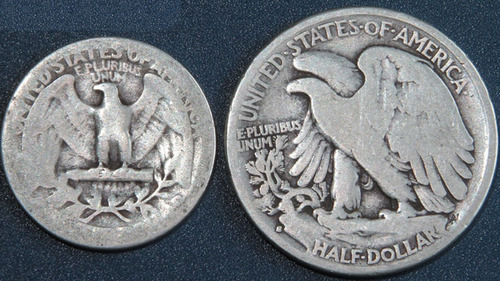 2 Moneda Plata 1934 S Quarter 25c Half 50c Cent Eeuu Ww2 Kn2