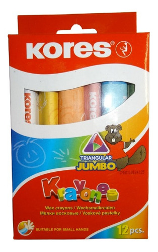 Creyones De Cera Triangulares Jumbo Kores ( 12 Colores )