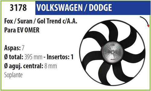 Paleta Electroventilador Vw Fox Suran Saveiro Gol Trend Omer