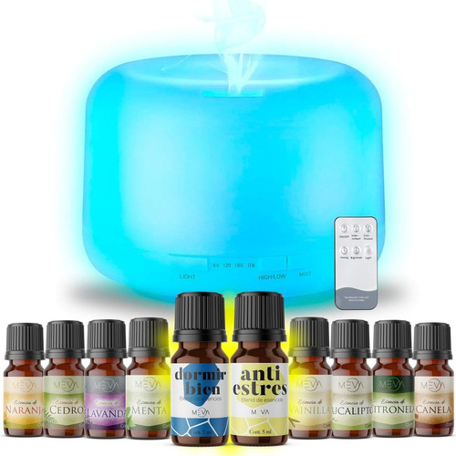 Aromaterapia Difusor De Aromas 500ml + Aceites Esenciales Color 7 colores LED-DTAM10#4