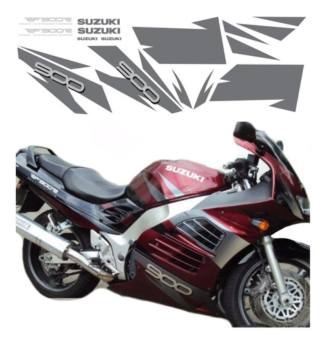 Kit Adesivo Moto Compatível Suzuki Rf 900 R Vinho Cor Prateado