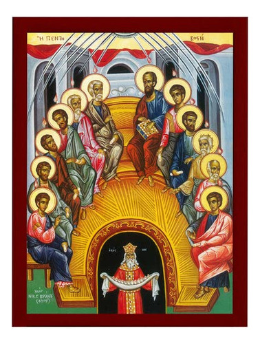 El Icono De Pentecostés, Icono Ortodoxo Griego Hecho A Mano