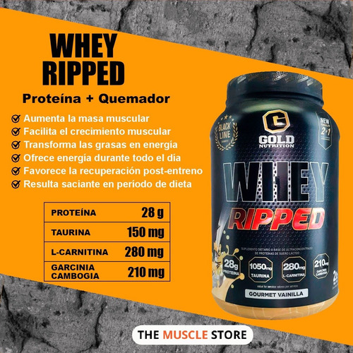 Imagen 2 de 7 de Whey Ripped Gold Nutrition Proteína Con Quemador De Grasa