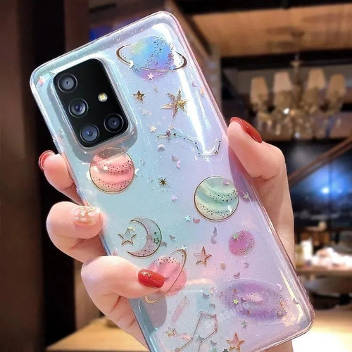 Imagen 5 de 10 de Case Galaxia Huawei Universo Estrellas Mujer Hombre Brillos