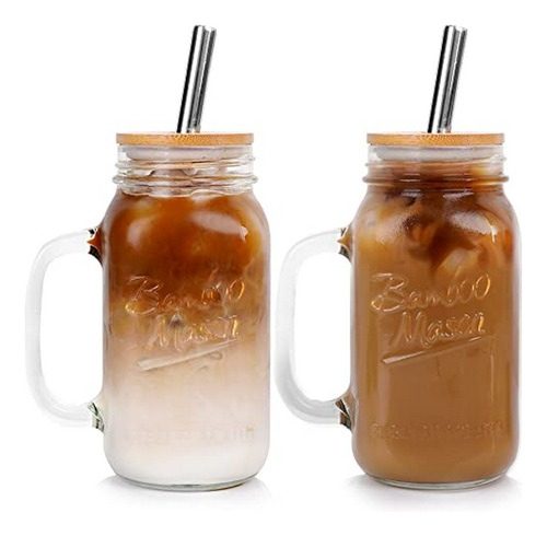 Vaso Mason Jar Con Tapa Y Pajita, 24oz. Compatible Con Café 