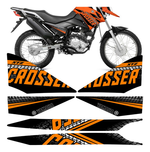 Kit de pegatinas para correa de moto Yamaha Crosser Xtz 150, color negro y naranja