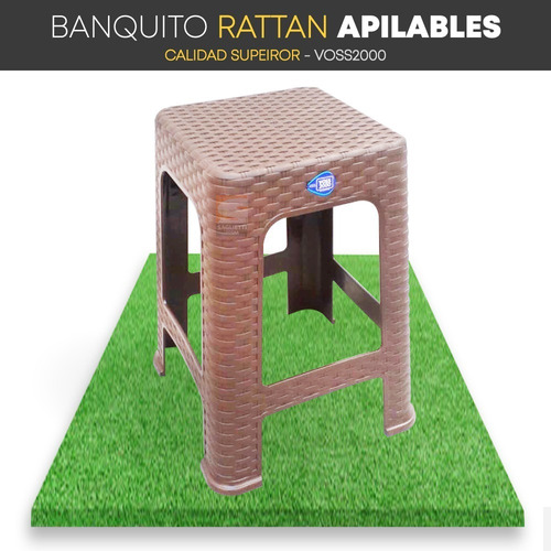 Imagen 4 de 10 de Banquito Banco Banqueta Reforzado Ratan Voss2000 Calidad X6