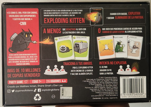 Exploding Kittens Nsfw Español Abierto Una Vez - Como Nuevo