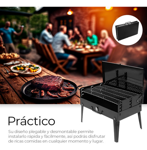 Parrilla Asador Plegable Con Accesorios Camping Portátil