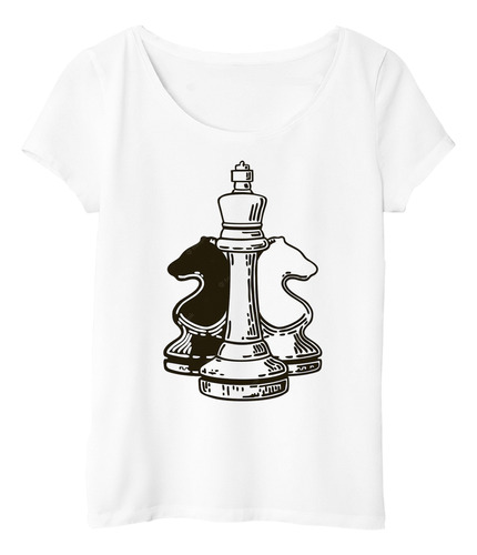 Remera Mujer Logo Ajedrez Juegos Chess Piezas Caballo