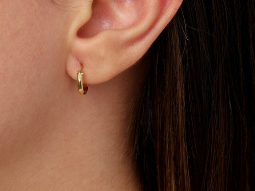 Imagem 2 de 3 de Brinco Argola 11mm Masculino Ou Feminino Folheado A Ouro 18k