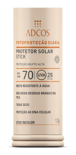 Imagem 1 de 1 de Adcos Filtro Solar Fps 70 - Incolor 12g