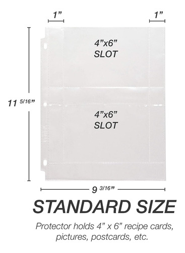 Protectores De Páginas Para Tarjetas De Recetas Para Carpeta