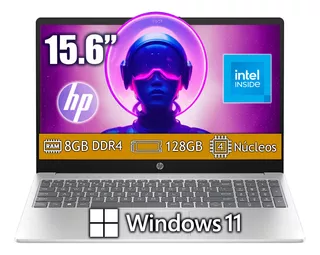 Laptop Hp 15.6 Intel N200 2023 128gb W11 8gb Ram 4 Nucleos