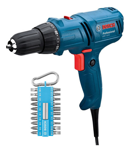 Furadeira Parafusadeira Gsr 7-14 + Jogo De Bits 21 Pcs Bosch Cor Azul 110V