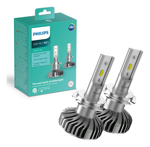 Par Lâmpada Led H7 Farol Alto Baixo Philips Ultinon Led