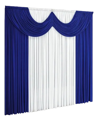 Cortina Paris 2 00m X 1 70m Para Quarto Sala Cores Variadas Cor Azul Com Branco