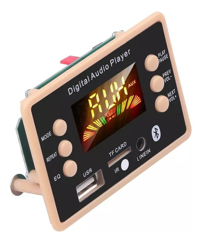 Imagen 2 de 5 de Modulo Mp3, Bluetooth 5.0 Usb Fm Microsd Stereo Vumetro Led