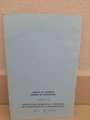 Libreta Aportes Fondo De Desempleo Ieric (Usado)