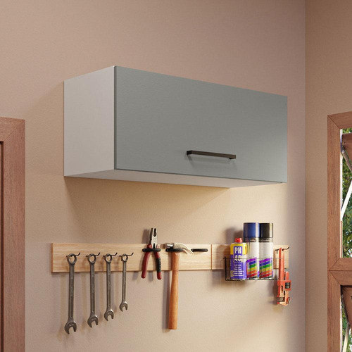 Armario Aéreo Multiuso Madesa Agata 80cm 1 Puerta Bg Color Blanco/gris