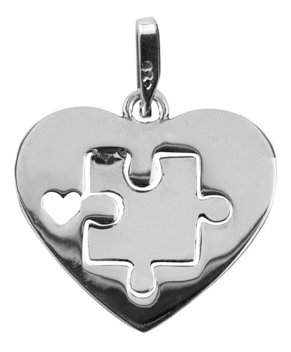 Dije De Plata Corazon Con Rompecabezas