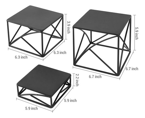 Elevadores De Metal Negro Mate Para Cupcakes Y Postres