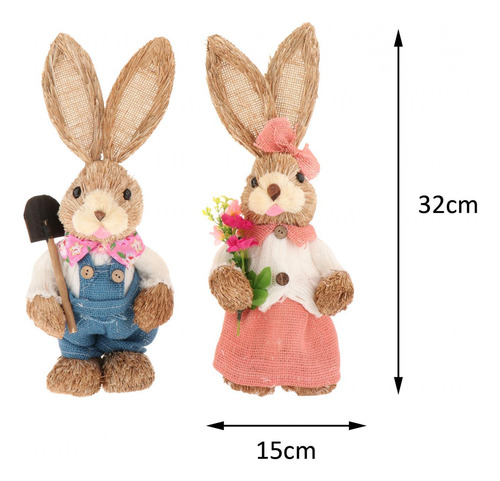 2x Estatuilla De Conejo De Primavera, Adornos De Estilo C