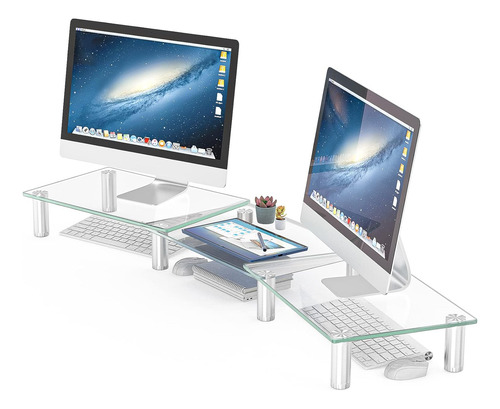 Soporte Monitor Dual: Longitud Y Ángulo Ajustables Ele...