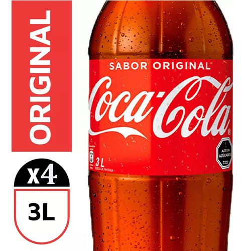 Coca Cola Original 3 Litros Pack 4 Botellas