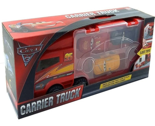 Camión Transportador Tipo Cars + 3 Autos Lanzador Del Tomate Color Rojo Personaje Car