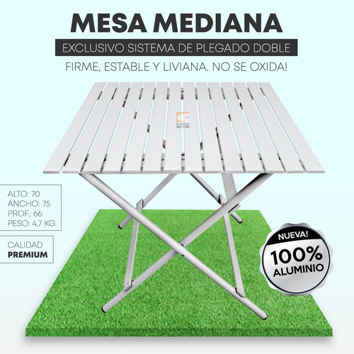 Imagen 3 de 10 de Mesa Plegable 100% Aluminio 75x66 Calidad Premium Balcon