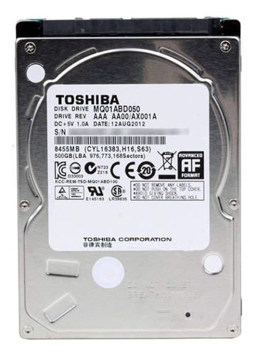 Disco duro interno Toshiba MQ01ABD Series MQ01ABD050 500GB plata