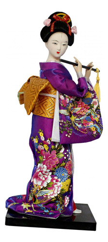 Elegante Muñeca Geisha Con Kimono Tradicional Estilo I