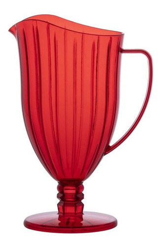Kit de jarras acrílicas Liv de 1,6 l y 2 copas de agua o vino Liv de 275 ml, color rojo