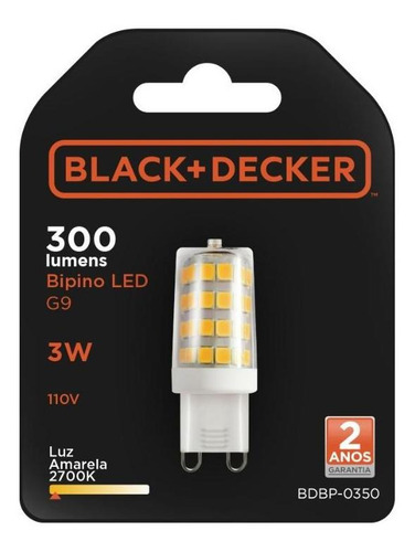 Lâmpada Led Luz Amarela Bipino 3,5w 2400k Black+decker 10pçs