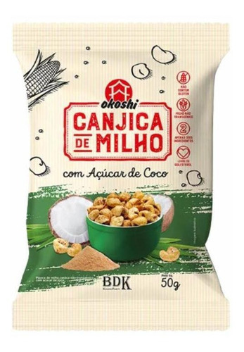 Kit 2 Canjica De Milho Com Açúcar De Coco Okoshi 50g