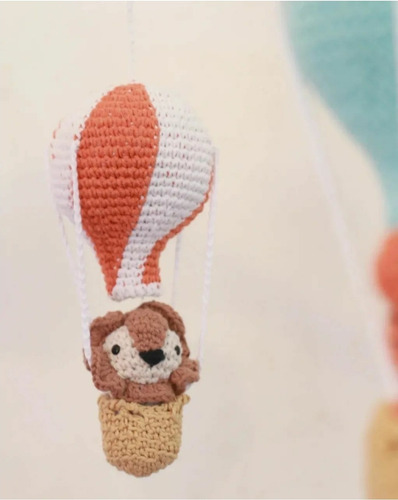 Movil Cuna Tejido Crochet Globos Animales Personalizados