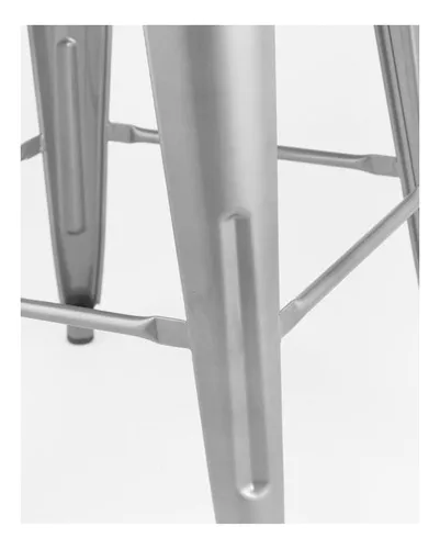 Taburete Tolix En Metal Con Respaldo Color Plateado