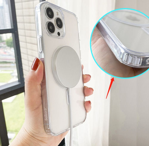 Funda Magsafe Transparente Para iPhone Carga Inalámbrica