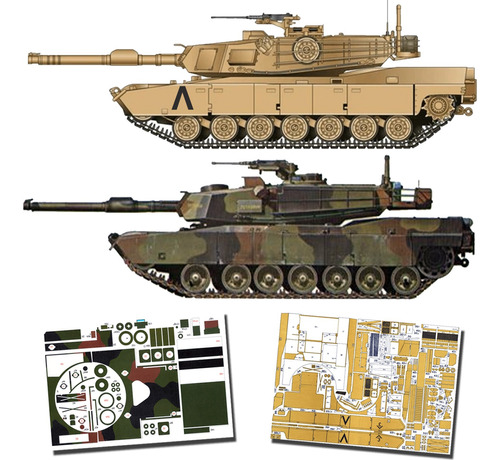 Abrams M1a1 + M1a2 Escala 1.25 Formato A4 Papercraft