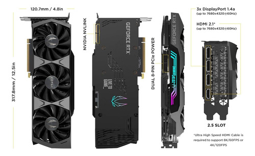 Zotac Gaming Geforce Rtx 3090 Trinity O.c. 24 Gb Gddr6x (Usado)