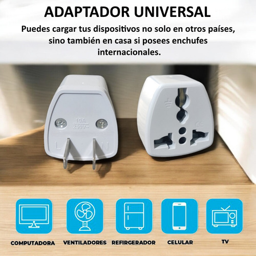 Adaptador Corriente Universal Viaje Clavija Convertidor 3 Pz