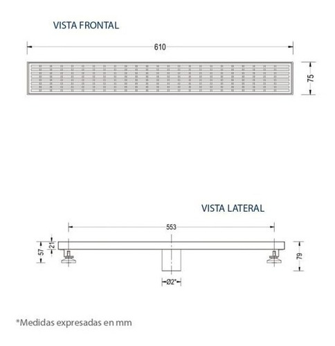 Rejilla Rectangular Standard 610x75 Fp
