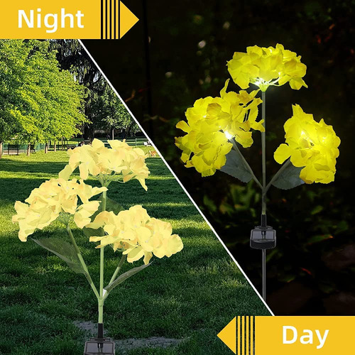 Luces De Flores Solares Led De Hortensias De 3 Cabezales Imp