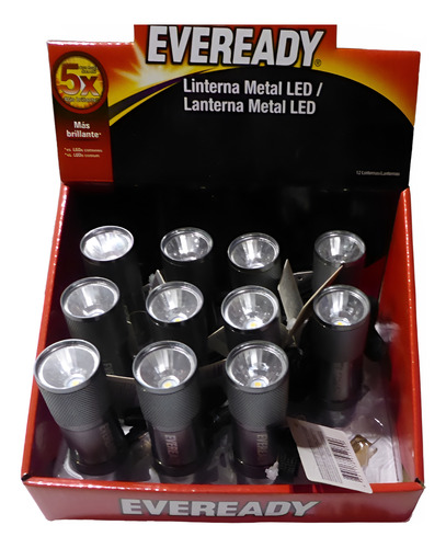 Linterna Metal Led Eveready - Buena Iluminación-muy Práctica Blanco Plateada