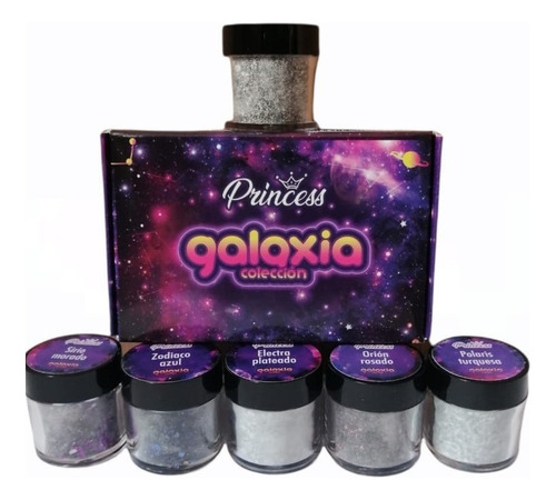 Wapizima Princess Colección Acrílicos Galaxia 6 Piezas Color Morado