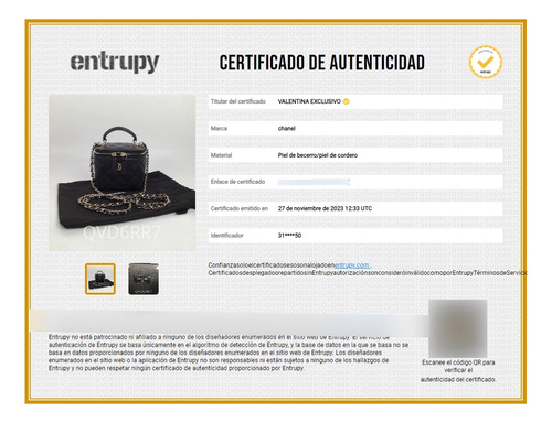Mini Bolso Chanel Vanity Original Con Certificado Entrupy Negro Acolchado Metal Negro/plata (Usado)