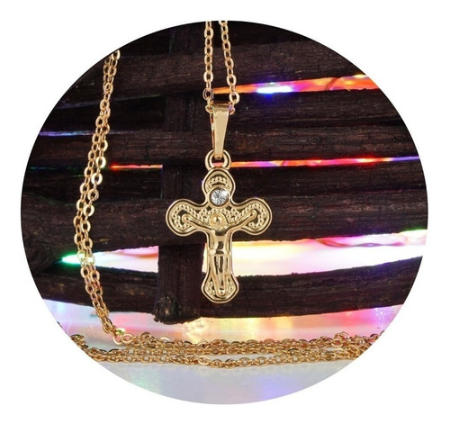 Collar Colgante Religioso Oro 18k Dije Crucifijo Jesucristo