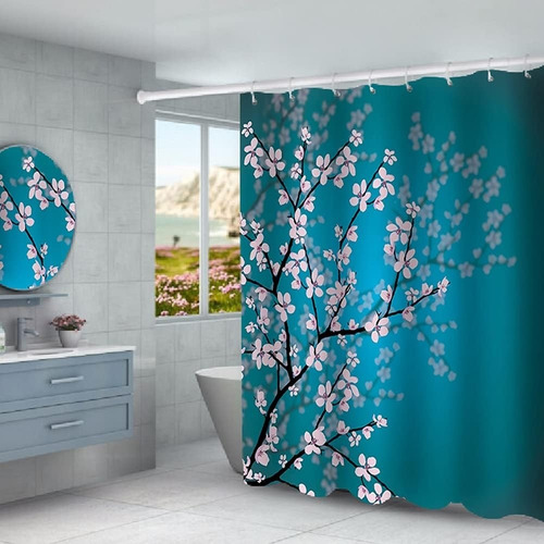 Cortinas De Ducha De Flores Impermeable Tela De Poliéster